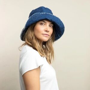 Hat Attack NWT Frayed Edge Crusher Dark Denim Bucket Hat